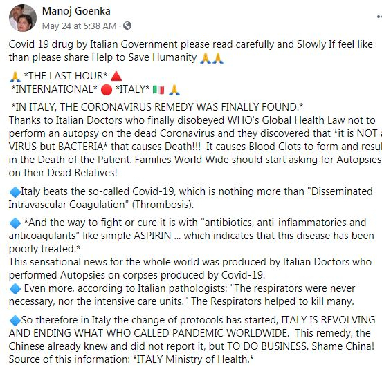 Coronavirus fake news 