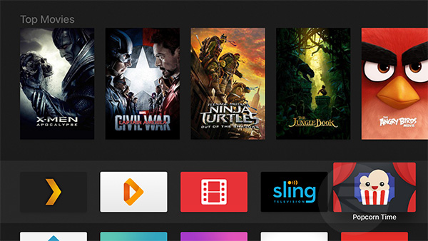 Popcorn Time app installed on iOS home screen