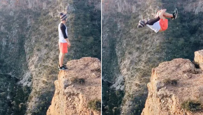 Backflip on the edge of a cliff