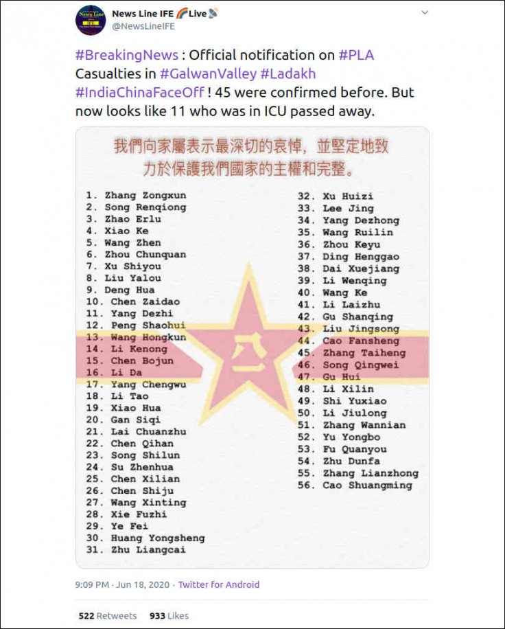 Chinese fake list 