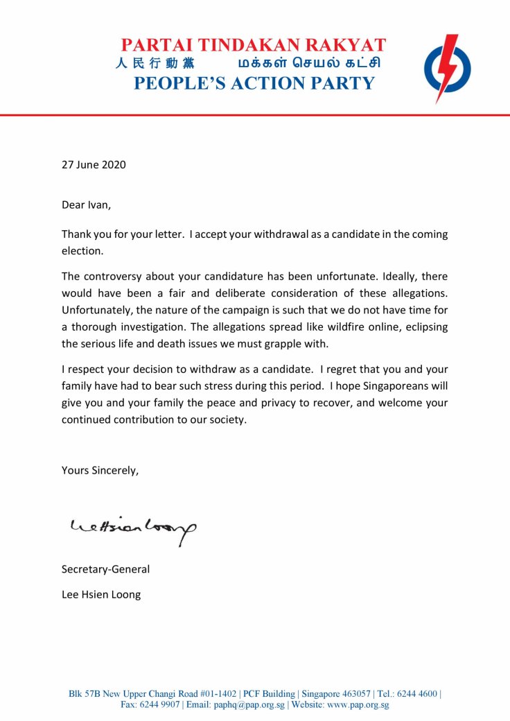 PM Lee's response PM Lee's response