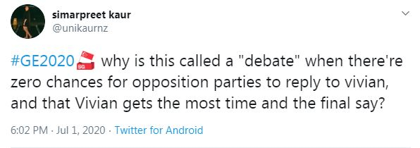 Singapore GE2020 tweet Singapore GE2020 tweet