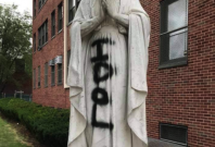 Virgin Mary statue vandalized Virgin Mary statue vandalized