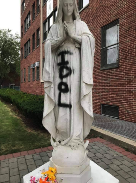 Virgin Mary statue vandalized Virgin Mary statue vandalized