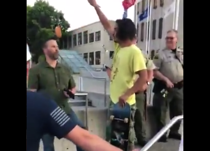 Protester arrested for dangling a donut 