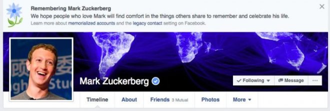 Mark Zuckerberg's memorial banner on Facebook