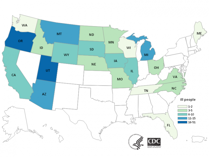 Salmonella outbreak map