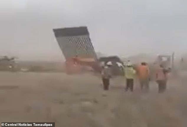 US Mexico border wall collapse