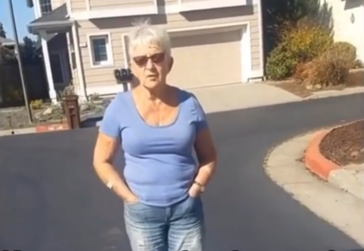 woman harasses dog owner