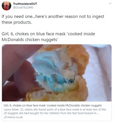 Surgical mask found in McDonalds chicken nuggets