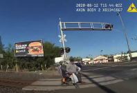 Officer saves man from oncoming train Officer saves man from oncoming train