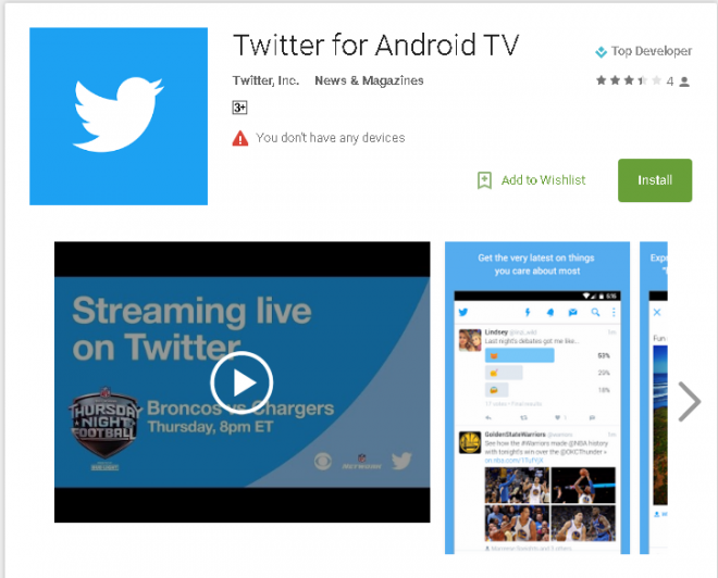 Twitter debuts dedicated Android TV app for live streaming football