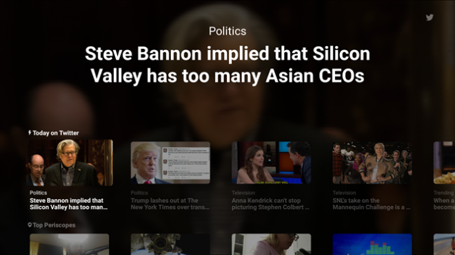 Twitter for Android TV interface