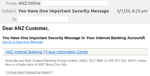 ANZ spoof email