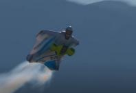 Salzmann with the electric-powered wingsuit