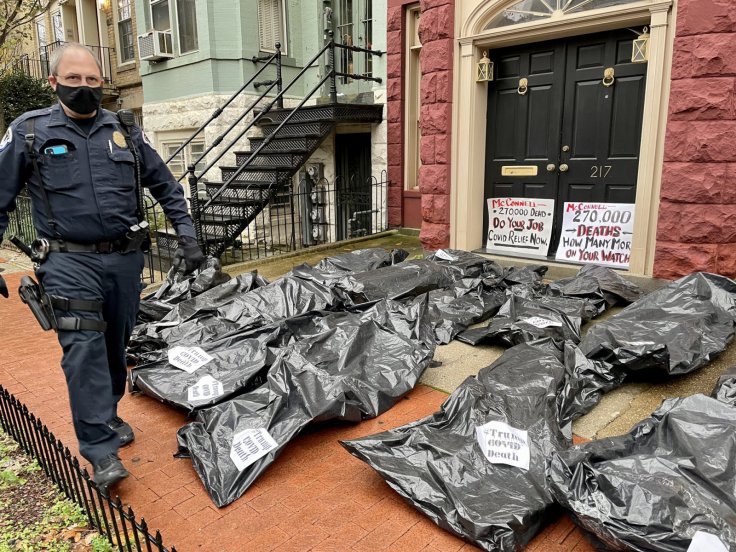 Body bags outside Mitch McConnell's house