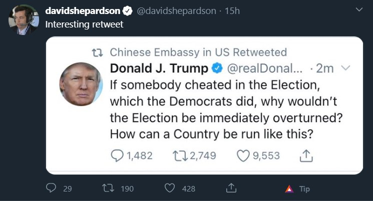 Chinese Embassy in US Twitter
