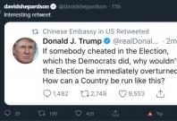 Chinese Embassy in US Twitter