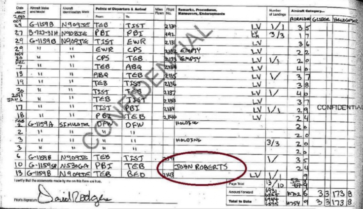 John Roberts flight logs,