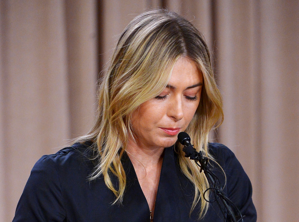 Los Angeles, CA, USA; Maria Sharapova speaks to the media announcing a failed drug test after the Australian Open during a press conference today at The LA Hotel Downtown.