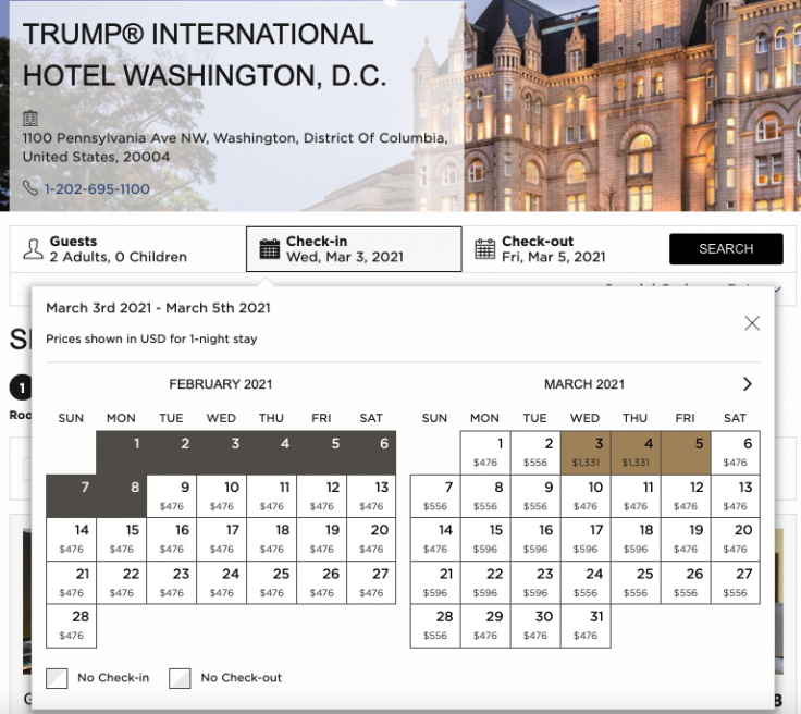 Trump International Hotel room tariff