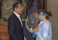 Andrew Cuomo with doctor Andrew Cuomo with doctor
