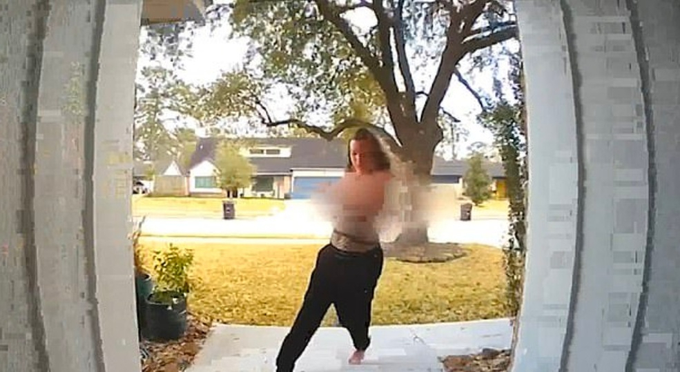 Doorbell Camera Catches Texas Female Thiefs Top Slip Off During Theft