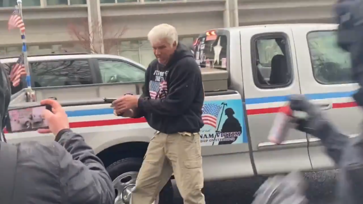 Old White Man Shows Gun to Antifa