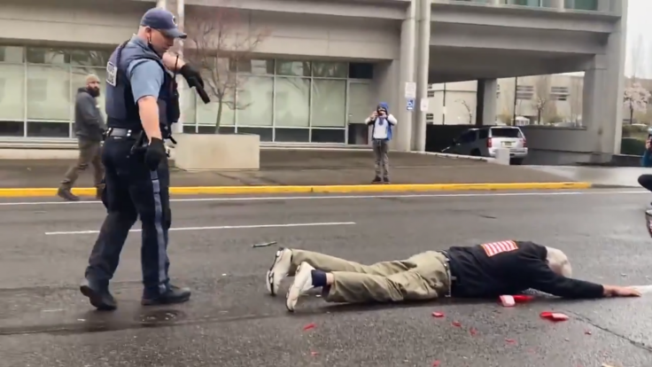 Old White Man Shows Gun to Antifa