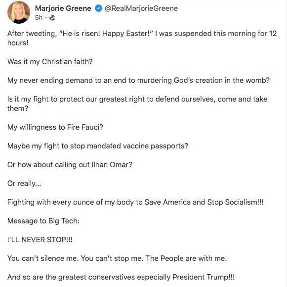 Marjorie Taylor Greene Gab Against Twitter Ban