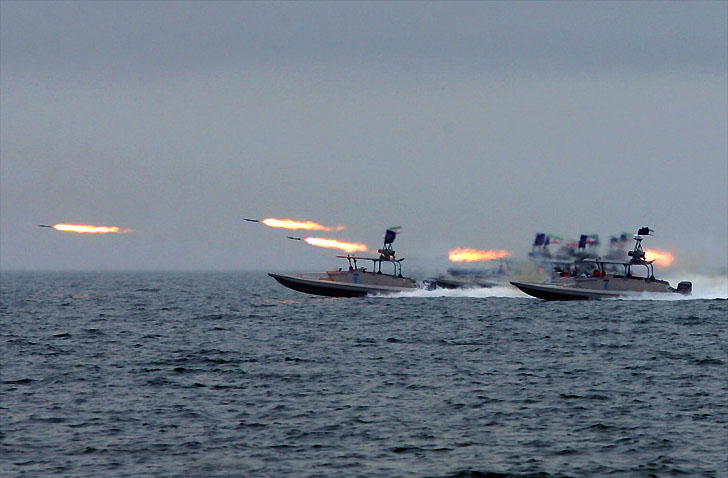 Ships taking part in  IRGC naval exercise