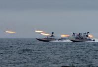 Ships taking part in  IRGC naval exercise