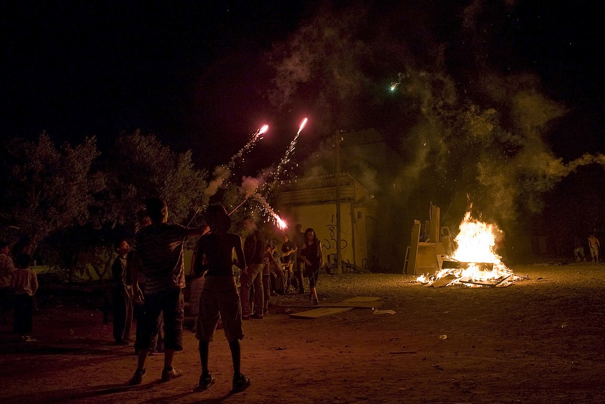 Lag B'Omer bonfire at Israel's Mount Meron