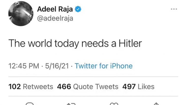 Adeel Raja's now-deleted tweet