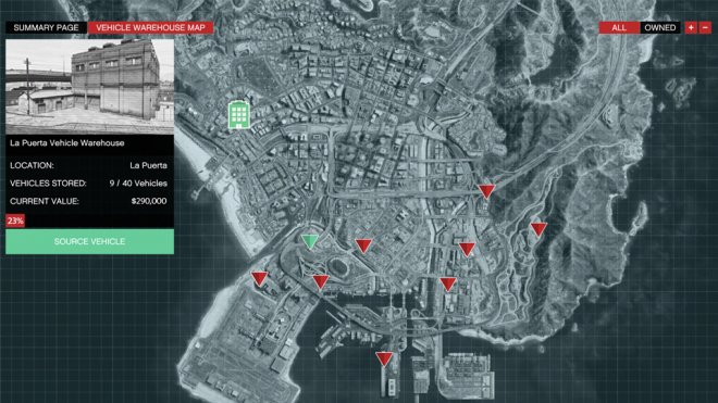 GTA Online: Vehicle Warehouse map