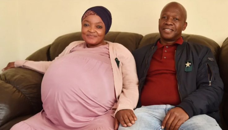 Gosiame Thamara Sithole with her partner Tebogo Tsotetsi 