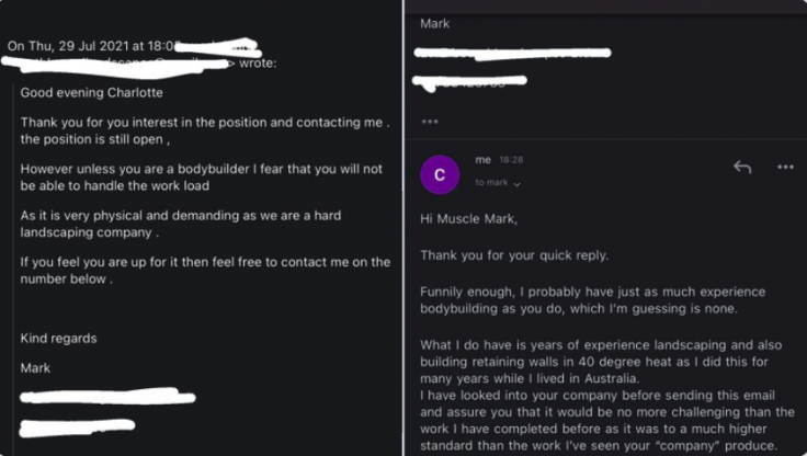 Charlotte's email to Muscle Mark