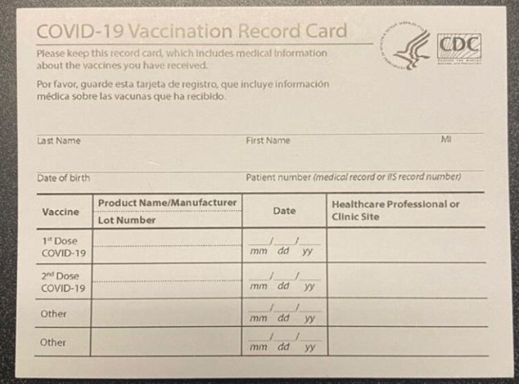 Counterfeit COVID-19 vaccine cards,