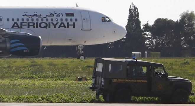 Libyan plane hijacked, lands in Malta