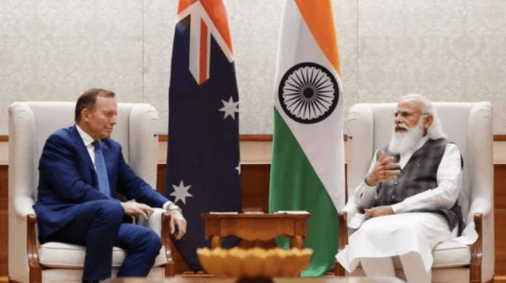 PM Modi with Australia's special trade envoy Tony Abbott during a meeting in New DelhiPTI