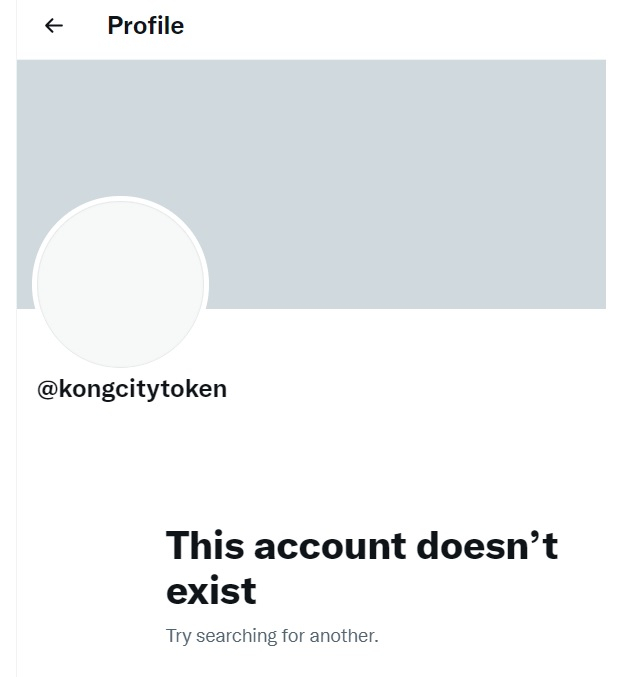 Kong City Token Coin Cryptocurrency Scam TwitterDisabled