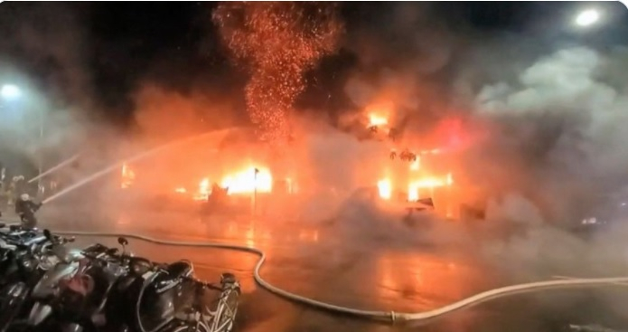 Fire at a tower block in Taiwan