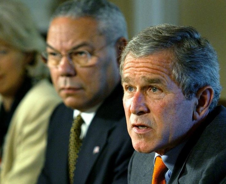 Powell with former president George W Bush