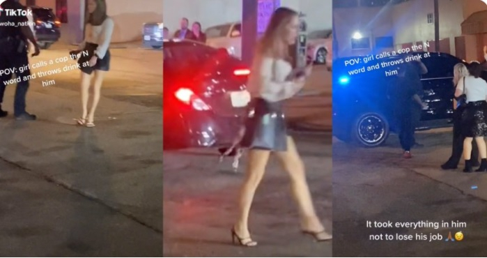 White woman hurls N-word at Black cop White woman hurls N-word at Black cop