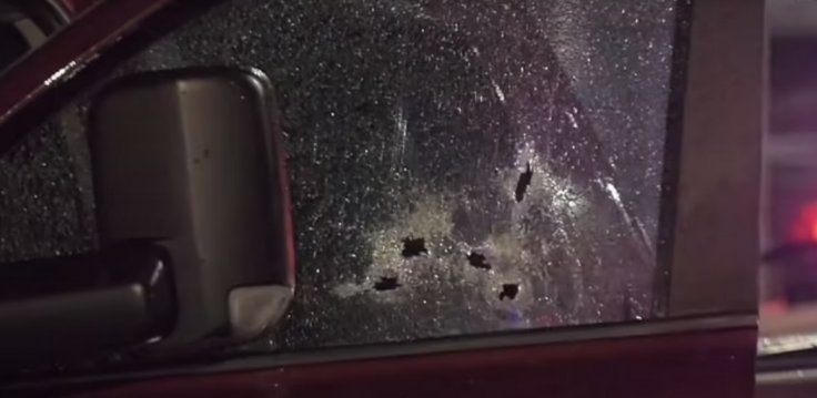 The bullet-ridden truck 