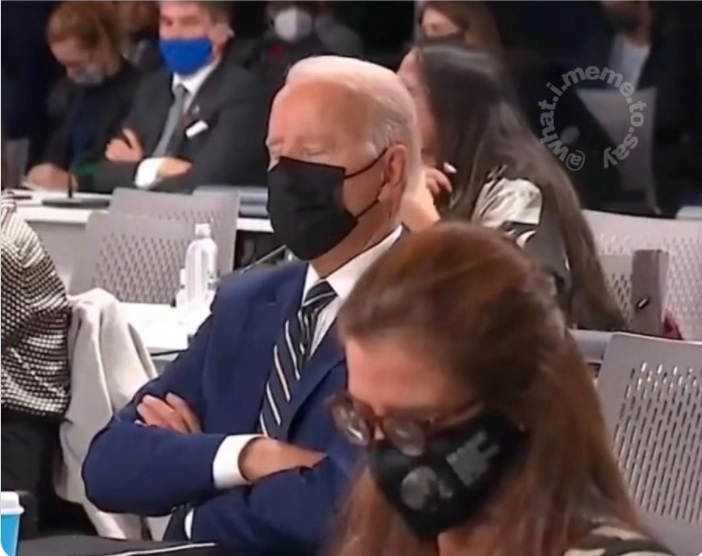 Joe Biden appeared to fall asleep during the opening speeches of the COP26 Climate Summit Joe Biden appeared to fall asleep during the opening speeches of the COP26 Climate Summit