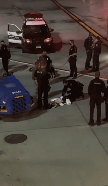 Woman being arrested at the airport