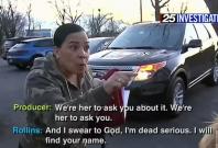 Rachael Rollins charging at reporter Rachael Rollins charging at reporter