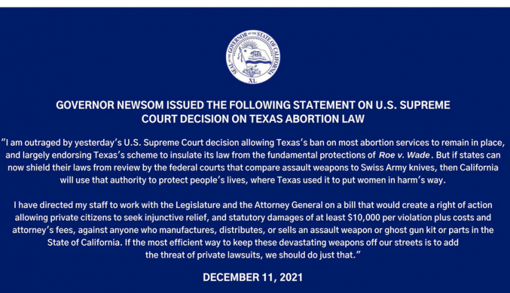 Statement by Cali. Gov Gavin Newsome Statement by Cali. Gov Gavin Newsome