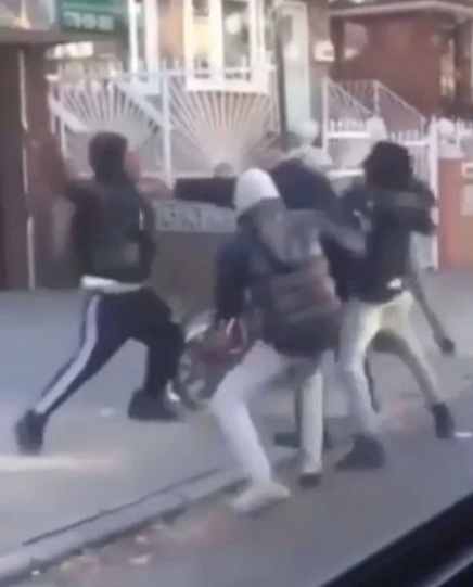 Teens attacking elderly man